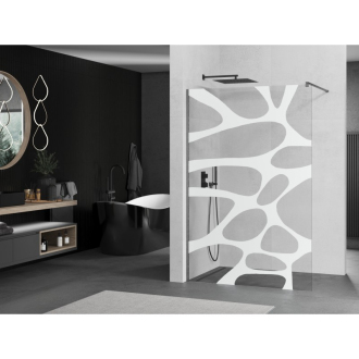 Mexen Kioto Walk-in sprchová stena 120x200, biely vzor, šedá kefa. 800-120-101-66-97