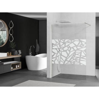 Mexen Kioto Walk-in sprchová stena 70x200, biely vzor, kefa. nikel 800-070-101-97-85
