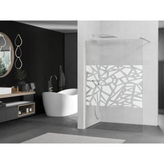Mexen Kioto Walk-in sprchová stena 130x200, biely vzor, kefa. nikel 800-130-101-97-85