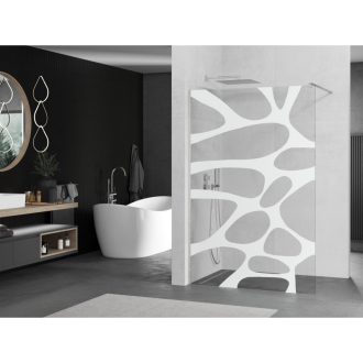 Mexen Kioto Walk-in sprchová stena 90x200, biely vzor, kefa. nikel 800-090-101-97-97