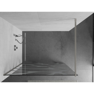 Mexen Kioto Walk-in sprchová stena 90x200, biely vzor, kefa. nikel 800-090-101-97-97