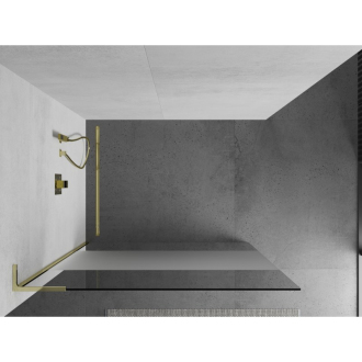 Mexen Kioto L Walk-in sprchová stena 110x200, transp./mrazová, zlatá 800-110-103-50-35