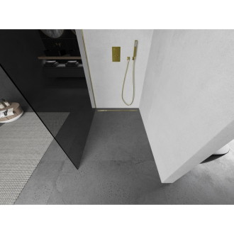 Mexen Kyoto L Walk-in sprchová stena 80 x 200 cm, grafit, zlatá - 800-080-103-50-40