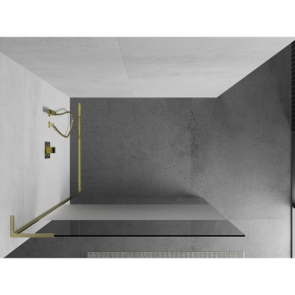 Mexen Kioto L Walk-in sprchová stena 90x200, transp./mráz brúsené zlato 800-090-103-55-35