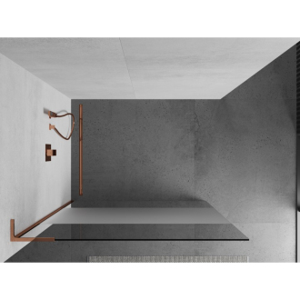 Mexen Kioto L Walk-in sprchová stena 90x200, transp./mráz, ružové zlato 800-090-103-60-35