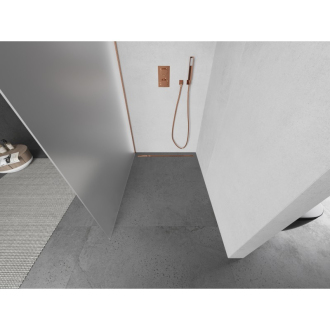 Mexen Kyoto L Walk-in sprchová stena 100 x 200 cm, mráz, kartáčovaná meď 800-100-103-65-30