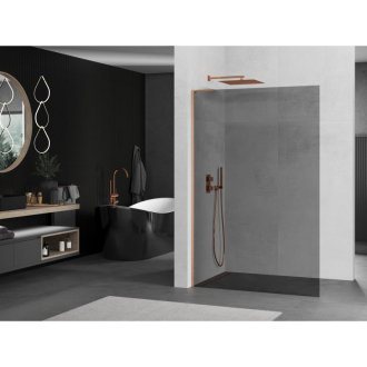 Mexen Kioto L Walk-in sprchová stena 70x200 cm, grafit, kartáčovaná meď 800-070-103-65-40