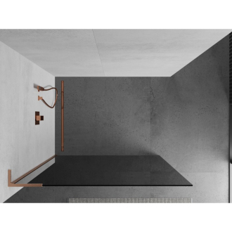 Mexen Kioto L Walk-in sprchová stena 70x200 cm, grafit, kartáčovaná meď 800-070-103-65-40