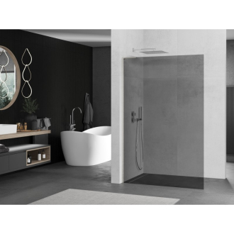 Mexen Kioto L Walk-in sprchová stena 90x200 cm, grafit, kartáčovaný nikel 800-090-103-97-40