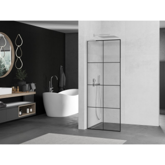 Mexen Kyoto L Walk-in sprchová stena 80 x 200 cm, čierny vzor, chróm - 800-080-103-01-77