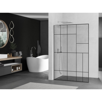 Mexen Kyoto L Walk-in sprchová stena 120 x 200 cm, čierny vzor, chróm - 800-120-103-01-78