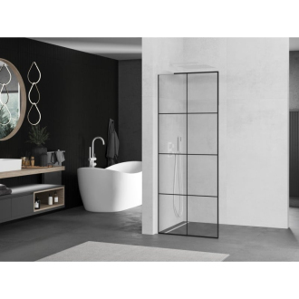 Mexen Kyoto L Walk-in sprchová stena 70 x 200 cm, čierny vzor, biela - 800-070-103-20-77