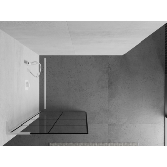 Mexen Kyoto L Walk-in sprchová stena 70 x 200 cm, čierny vzor, biela - 800-070-103-20-77