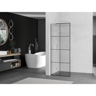 Mexen Kyoto L Walk-in sprchová stena 90 x 200 cm, čierny vzor, biela - 800-090-103-20-77
