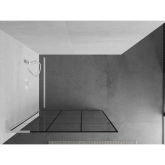 Mexen Kyoto L Walk-in sprchová stena 120 x 200 cm, čierny vzor, biela - 800-120-103-20-77
