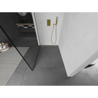 Mexen Kyoto L Walk-in sprchová stena 50 x 200 cm, čierny vzor, zlatá - 800-050-103-50-70