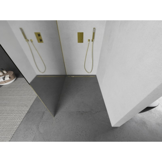 Mexen Kyoto L Walk-in sprchová stena 80 x 200 cm, zrkadlo, zlatá - 800-080-103-50-50
