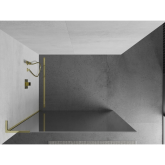 Mexen Kyoto L Walk-in sprchová stena 80 x 200 cm, zrkadlo, zlatá - 800-080-103-50-50