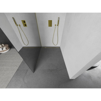 Mexen Kioto L Walk-in sprchová stena 100x200 cm, zrkadlo, brúsené zlato 800-100-103-55-50