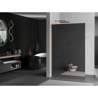 Mexen Kyoto L Walk-in sprchová stena 90 x 200 cm, zrkadlo, ružové zlato 800-090-103-60-50