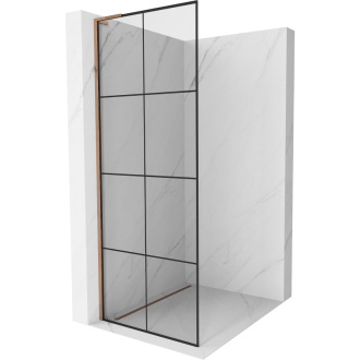Mexen Kioto L Walk-in sprchová stena 80x200 cm, čierny vzor, ružové zlato 800-080-103-60-77