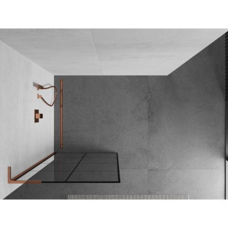 Mexen Kioto L Walk-in sprchová stena 80x200 cm, čierny vzor, ružové zlato 800-080-103-60-77