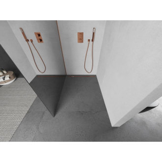Mexen Kioto L Walk-in sprchová stena 80x200 cm, zrkadlo, kartáčovaná meď 800-080-103-65-50