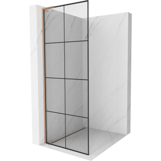 Mexen Kioto L Walk-in sprchová stena 80x200, čierny vzor, kefa. meď 800-080-103-65-77