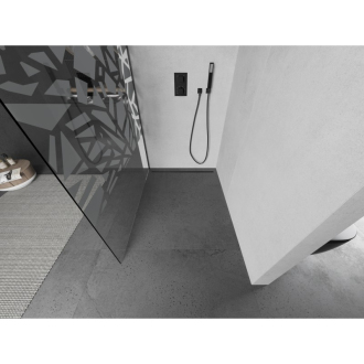 Mexen Kioto L Walk-in sprchová stena 80x200, biely vzor, šedá kefa. 800-080-103-66-85