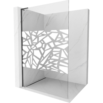 Mexen Kyoto L Walk-in sprchová stena 90 x 200 cm, biely vzor, čierna - 800-090-103-70-85