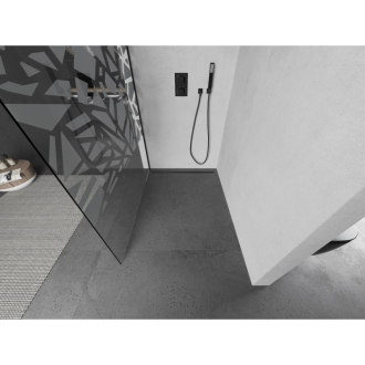 Mexen Kyoto L Walk-in sprchová stena 90 x 200 cm, biely vzor, čierna - 800-090-103-70-85