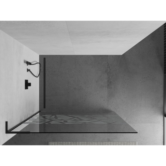 Mexen Kyoto L Walk-in sprchová stena 90 x 200 cm, biely vzor, čierna - 800-090-103-70-85