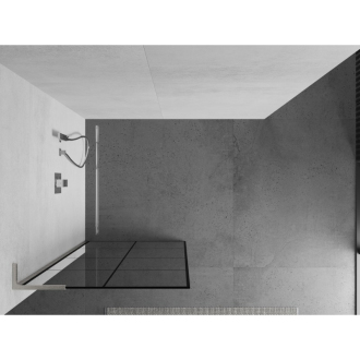 Mexen Kioto L Walk-in sprchová stena 90x200, čierny vzor, brúsený nikel 800-090-103-97-77