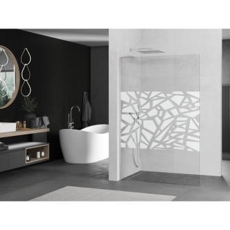 Mexen Kioto L Walk-in sprchová stena 120x200, biely vzor, brúsený nikel 800-120-103-97-85