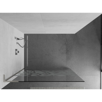 Mexen Kioto L Walk-in sprchová stena 120x200, biely vzor, brúsený nikel 800-120-103-97-85
