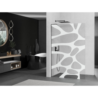 Mexen Kioto L Walk-in sprchová stena 70x200, biely vzor, šedá kefa. 800-070-103-66-97