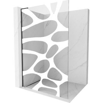 Mexen Kyoto L Walk-in sprchová stena 90 x 200 cm, biely vzor, čierna - 800-090-103-70-97