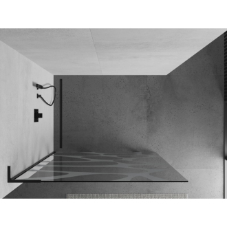 Mexen Kyoto L Walk-in sprchová stena 90 x 200 cm, biely vzor, čierna - 800-090-103-70-97