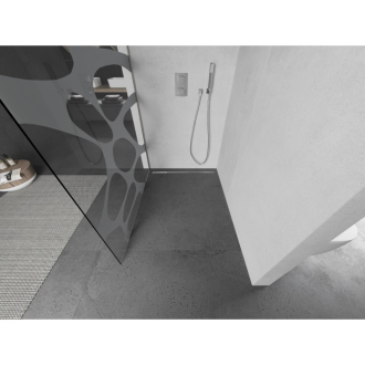 Mexen Kioto L Walk-in sprchová stena 90x200, biely vzor, kefa. nikel 800-090-103-97-97