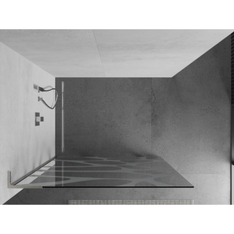 Mexen Kioto L Walk-in sprchová stena 90x200, biely vzor, kefa. nikel 800-090-103-97-97