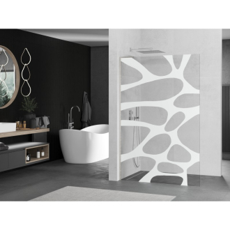 Mexen Kioto L Walk-in sprchová stena 120x200, biely vzor, kefa. nikel 800-120-103-97-97