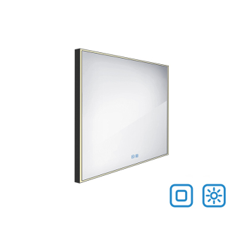 Nimco ZPC 13077VX-90 Čierne LED zrkadlo 700x700 s dvoma dotykovými senzormi