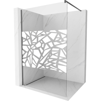 Mexen Kioto Walk-in sprchová stena 100x200 cm, biely vzor 8, kov 800-100-101-95-85