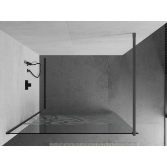 Mexen Kioto Walk-in sprchová stena 100x200 cm, biely vzor 8, kov 800-100-101-95-85