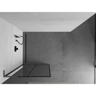 Mexen Kioto L Walk-in sprchová stena 90x200 cm, čierny vzor, kov 800-090-103-95-77