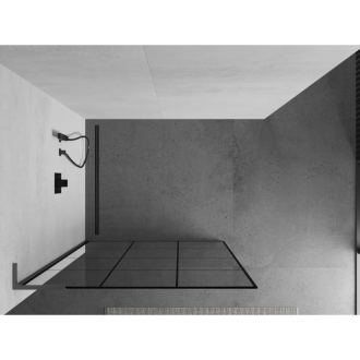 Mexen Kioto L Walk-in sprchová stena 100x200 cm, čierny vzor, kov 800-100-103-95-77
