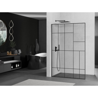 Mexen Kioto L Walk-in sprchová stena 90x200 cm, čierny vzor, kov 800-090-103-95-78