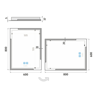 Nimco ZP 14002VX LED zrkadlo 600x800 s dvoma dotykovými senzormi