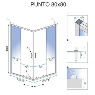 Sprchovací kút REA PUNTO 80x80 Gold