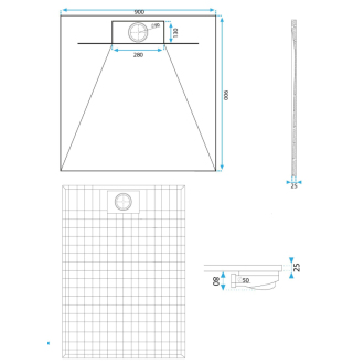 REA Bazalt sprchová vanička 90x90 sivá REA-K4105